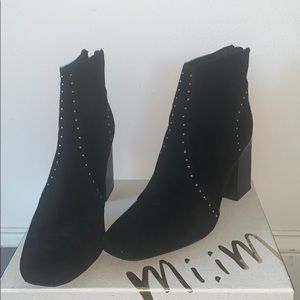 Black block heeled bootie